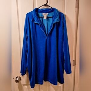 Vintage All American Comfort Blue Velour Pullover Plus Size